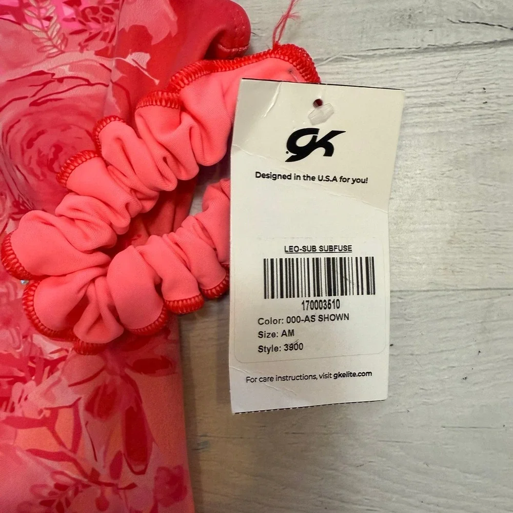 GK Flowers In The Wild Workout Leotard with scrunchie‎ adult medium NEW